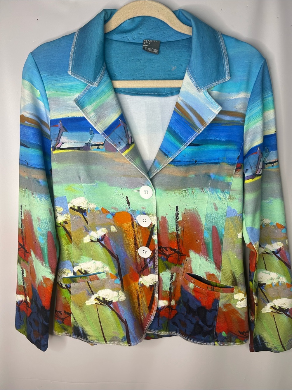 Women's Multicolor Coastal Print Blazer Jacket